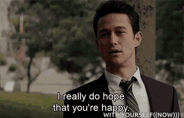 a man in a suit and tie is saying `` i really do hope that you 're happy with yourself . ''