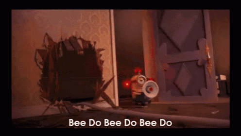 a video of a minion holding a megaphone with the words bee do bee do bee do below it