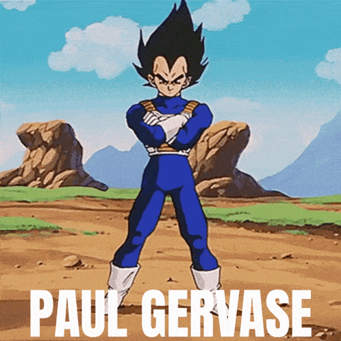 a picture of paul gervase with a cartoon character in the background