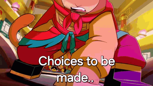 a cartoon of a monkey with the words choices to be made below him