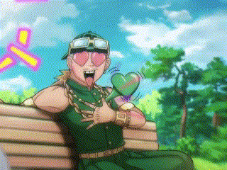 a cartoon character is sitting on a bench holding a heart shaped ice cream .