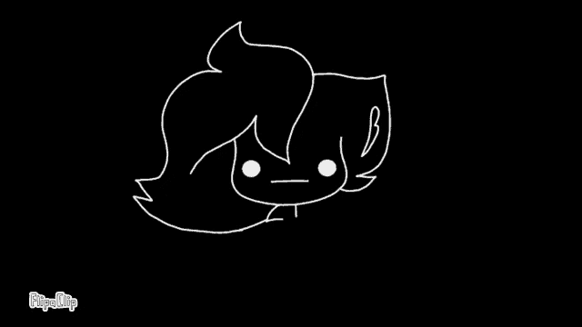 a black and white drawing of a girl 's head with a swirl in her hair and a sad face .