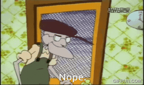 a cartoon character says nope in front of a screen