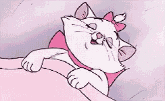 a white cat with a pink bow on her head is laying on a pink blanket .