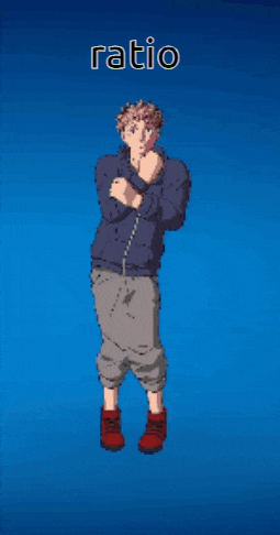 a pixel art drawing of a person with the word ratio above them