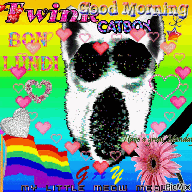 a picture of a cat says good morning