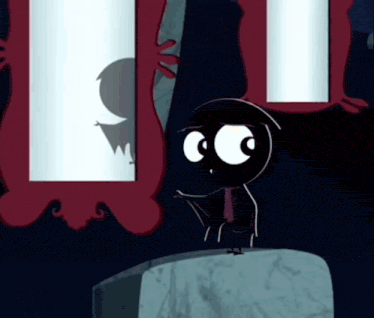 a cartoon of a bat looking at his reflection in the mirror