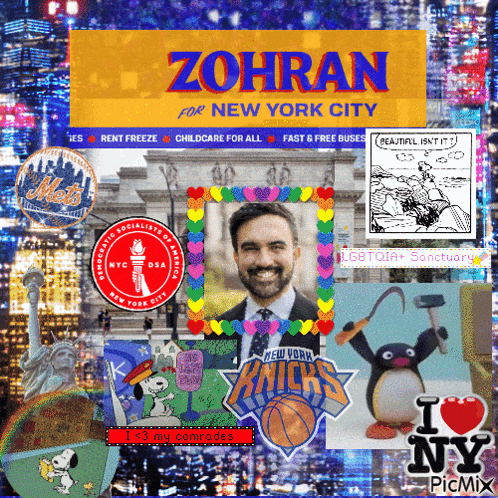 a poster for zohran for new york city with a picture of a man