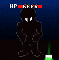a pixel art drawing of a monster with 666 hp