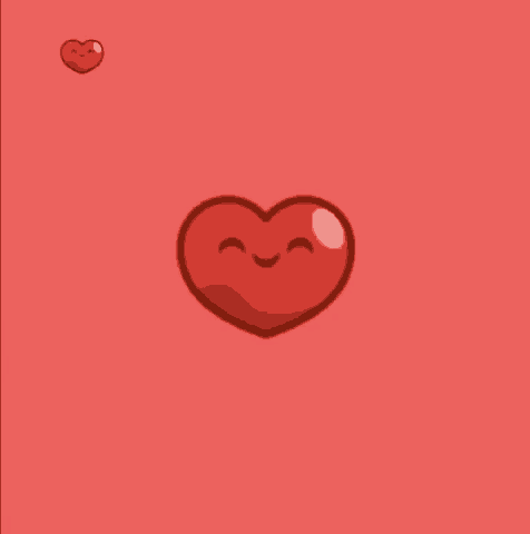 a red heart with a smile on its face
