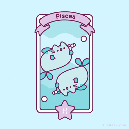 a cartoon drawing of two fish with the word pisces written above them