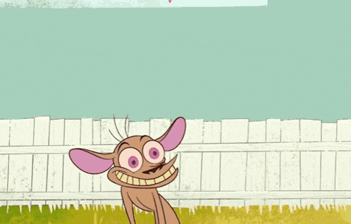 a cartoon character holding a purple heart with a fence in the background