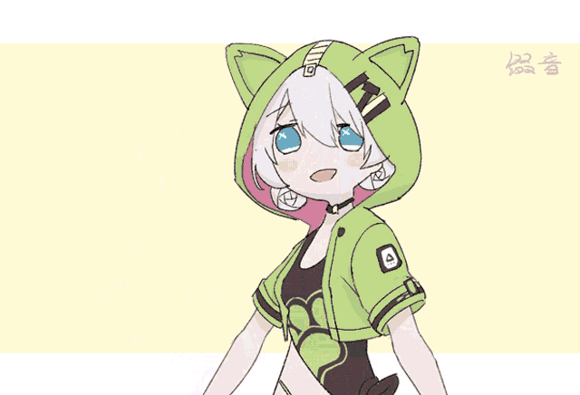 a drawing of a girl with a cat 's ears and the number 23 on the bottom