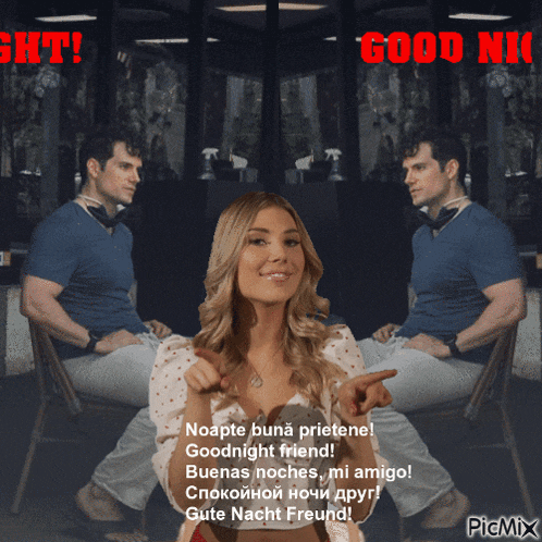 a picture of a man and a woman with the words good night on it