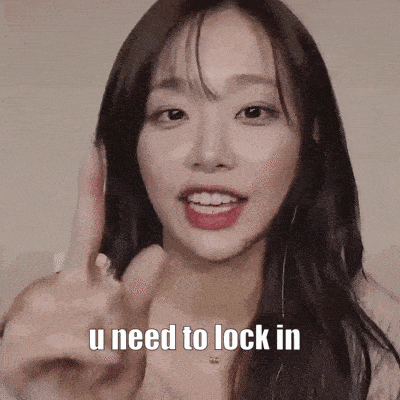 a woman is pointing at the camera with her finger and says `` u need to lock in '' .