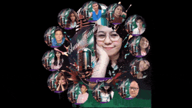 a picture of a woman surrounded by other people and the word family