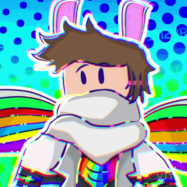 a drawing of a person with bunny ears and a scarf