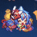 a pixel art drawing of a girl with blue hair and a dragon .