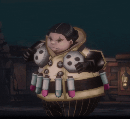 a cartoon character is wearing a jacket with a skull on it