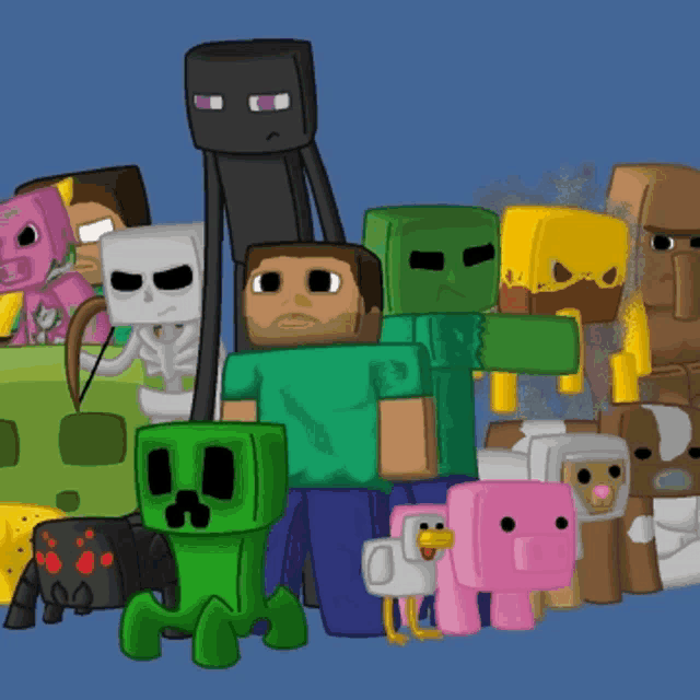 a drawing of a group of minecraft characters