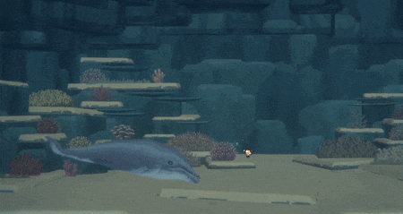 a hand is reaching out to touch a whale 's head