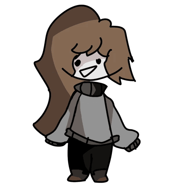 a drawing of a girl with brown hair wearing a sweater
