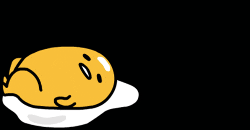 a cartoon drawing of a yellow egg laying on a white egg
