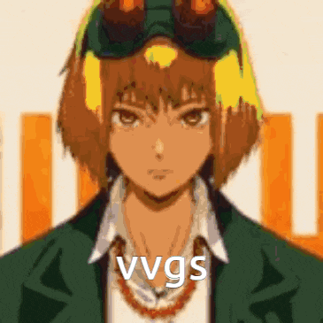 a close up of a person wearing a hat and goggles with the word vvgs written on the bottom