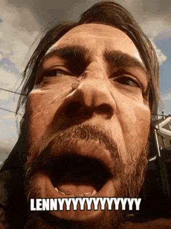 a close up of a man 's face with a caption that says lenn
