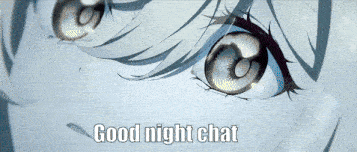 a close up of a girl 's eyes with the words " good night chat " below it