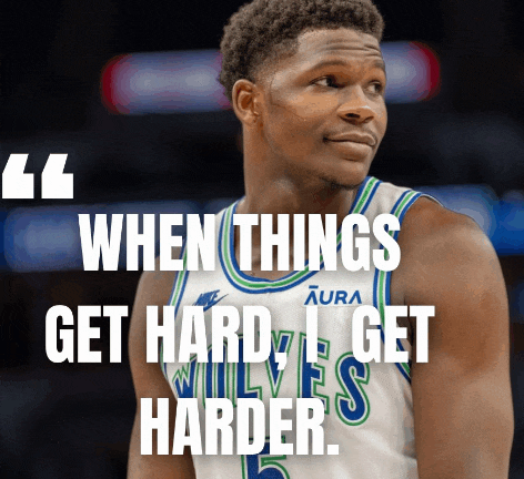 a basketball player with a quote that says " when things get hard get harder "