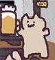 a cartoon cat is standing next to a mug of beer .