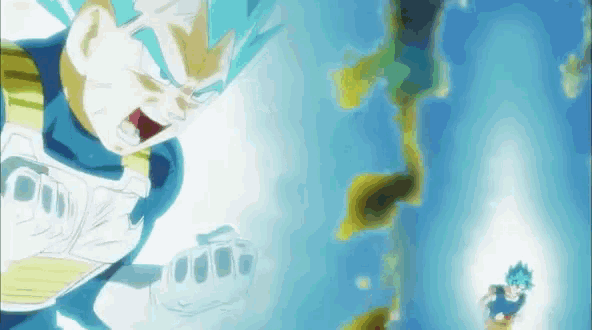 a cartoon character is flying through the air while another character is standing next to him .