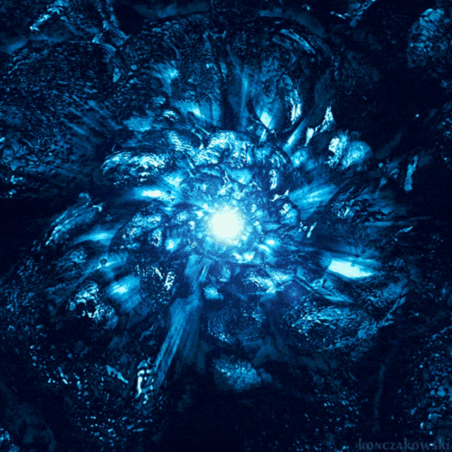 a computer generated image of a glowing object with the name konczakowski on the bottom