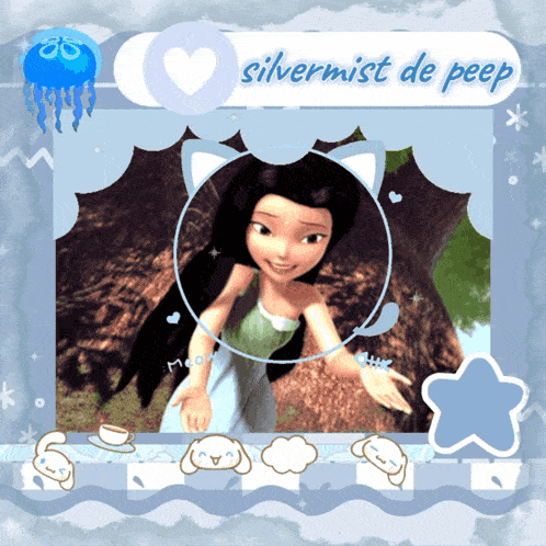 a picture of a girl with the words silvermist de peep on the bottom