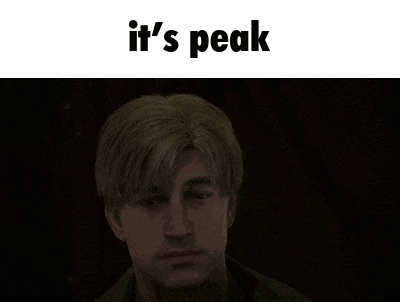 a man with blonde hair is looking at the camera with the words `` it 's peak '' above him .