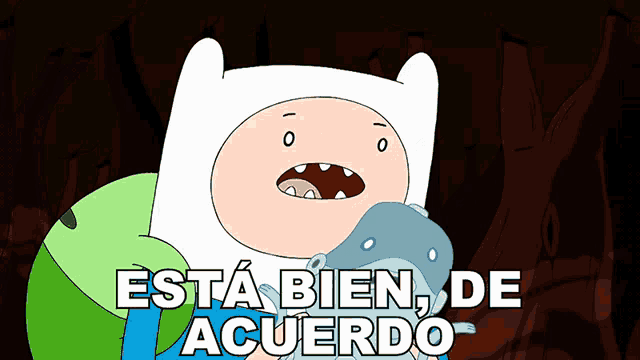 a cartoon character with the words esta bien de acuerdo on the bottom