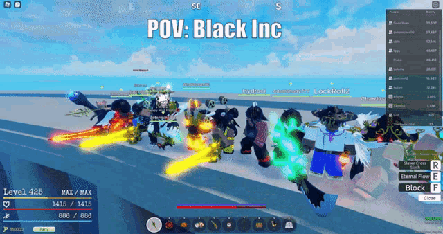 a screen shot of a video game with the words pov : black inc at the top