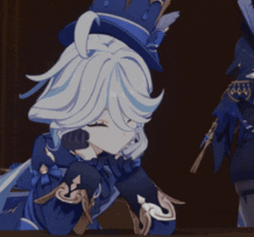 a girl with white hair and blue eyes is wearing a top hat