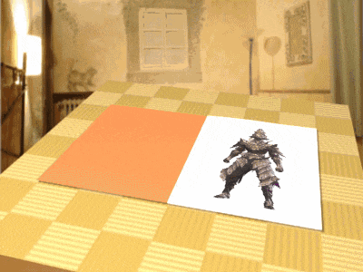 a picture of a man in armor on a table