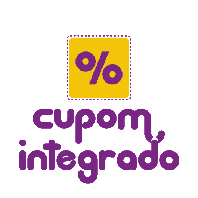 a logo for cupom integrado with a yellow square with a percentage symbol on it
