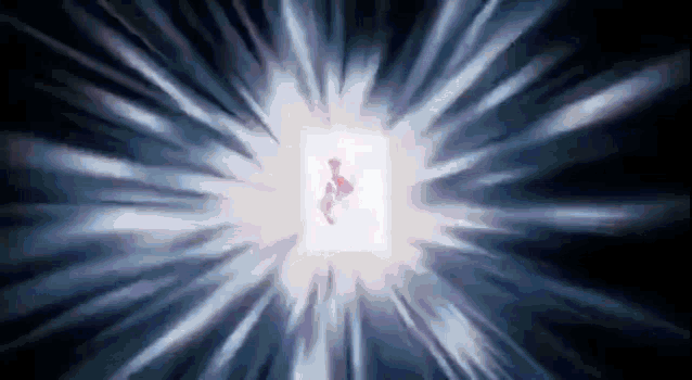 a person is flying through a hole in the middle of a light beam .
