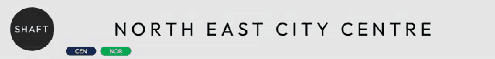 a logo for north east city centre with a black circle