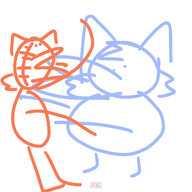a drawing of two cats with the word sch on the bottom left