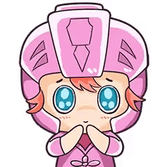 a cartoon of a girl wearing a pink helmet and a pink dress .
