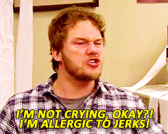 Not Crying GIF - Chris Pratt Parks And Rec Allergic GIFs