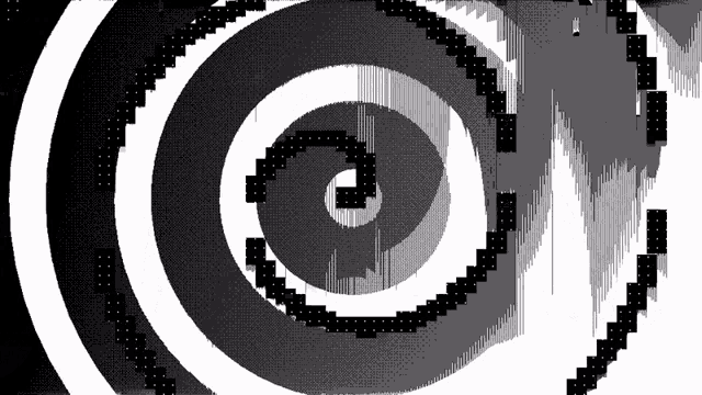 a black and white image of a spiral with the letter a in the middle