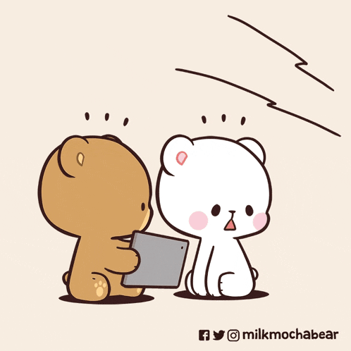 a cartoon of two teddy bears looking out of an open window with milkmochabear written on the bottom