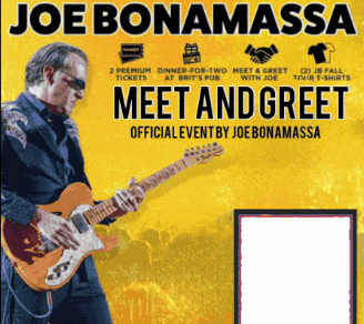 a poster for joe bonamassa shows a man holding a guitar