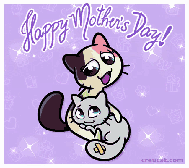 a happy mother 's day greeting card with a cat holding a kitten